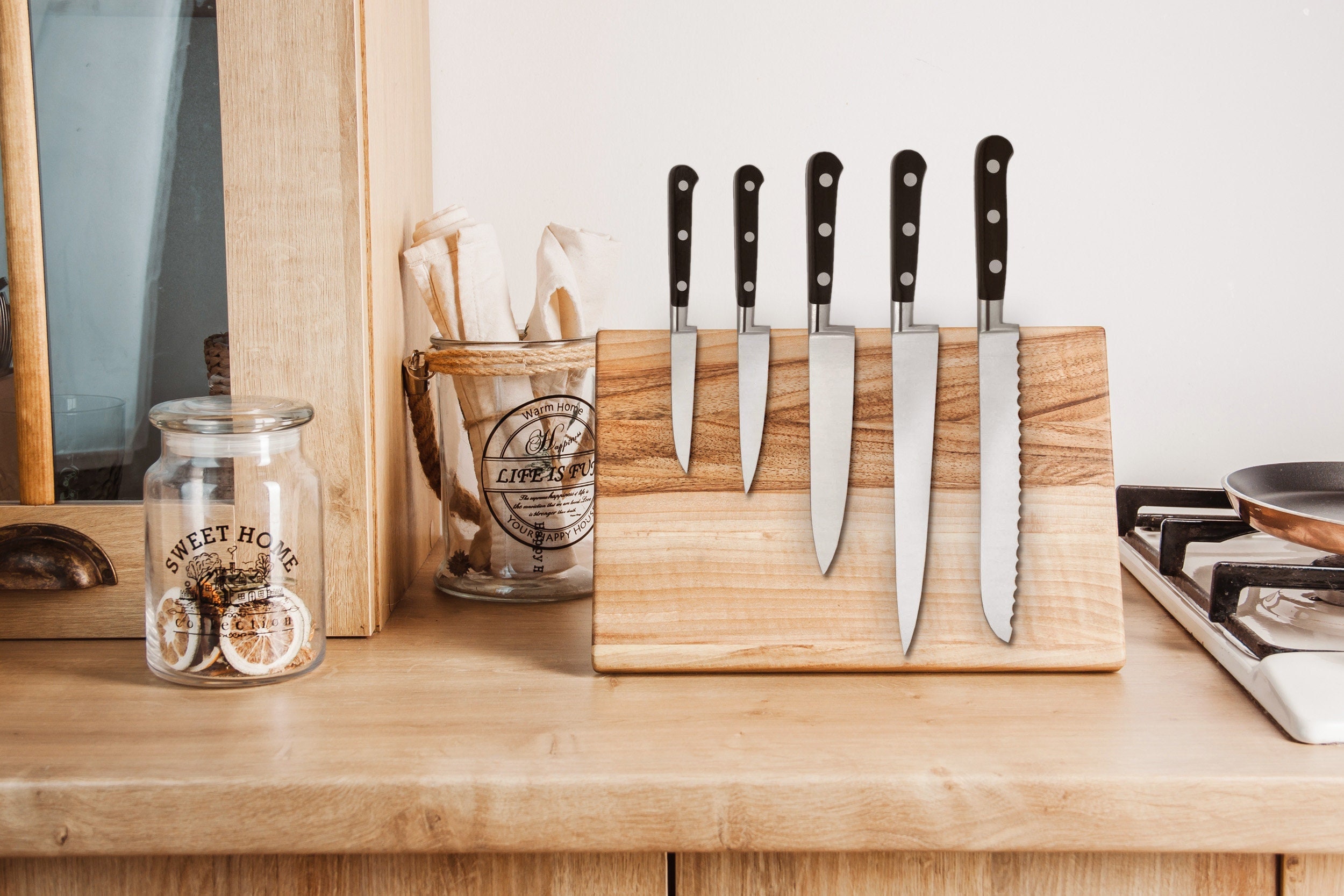 Decorative Vintage Knife Holder Knife Block Made of Old Wood