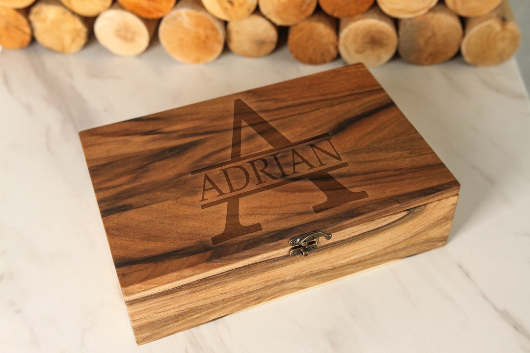 Engraved Wood Box for Men, Wooden Box With Lid Keepsake, Large Wood Box, Custom Box With Hinged