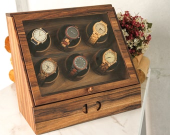 Watch box valet, Watch box for men, Wood watch box, Engraved watch box, Watch display case, Watch box wood, Watch holder for men