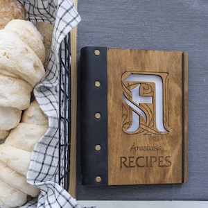 Pasta de receitas personalizada, Pasta de receitas de madeira, Pasta de receitas gravada, Pasta de receitas a5, Livro de receitas personalizado, Livro de receitas de madeira