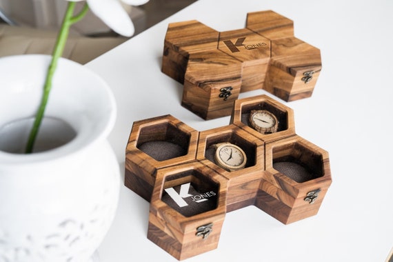 Personalized watch box for men, Wooden watch box with glass lid, Engrave watch box, Custom watch box, Wood watch display, Wood watch case