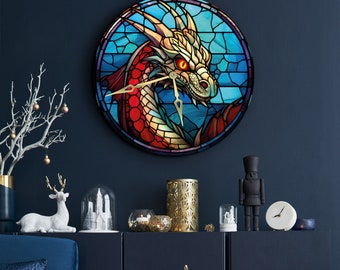 Reloj de pared de dragón, reloj de fantasía, reloj de pared único, reloj de pared moderno, reloj de jugador, reloj misterioso, reloj DnD, reloj de pared gótico, reloj de gran tamaño