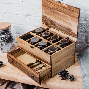 Mens watch box with clearance drawer