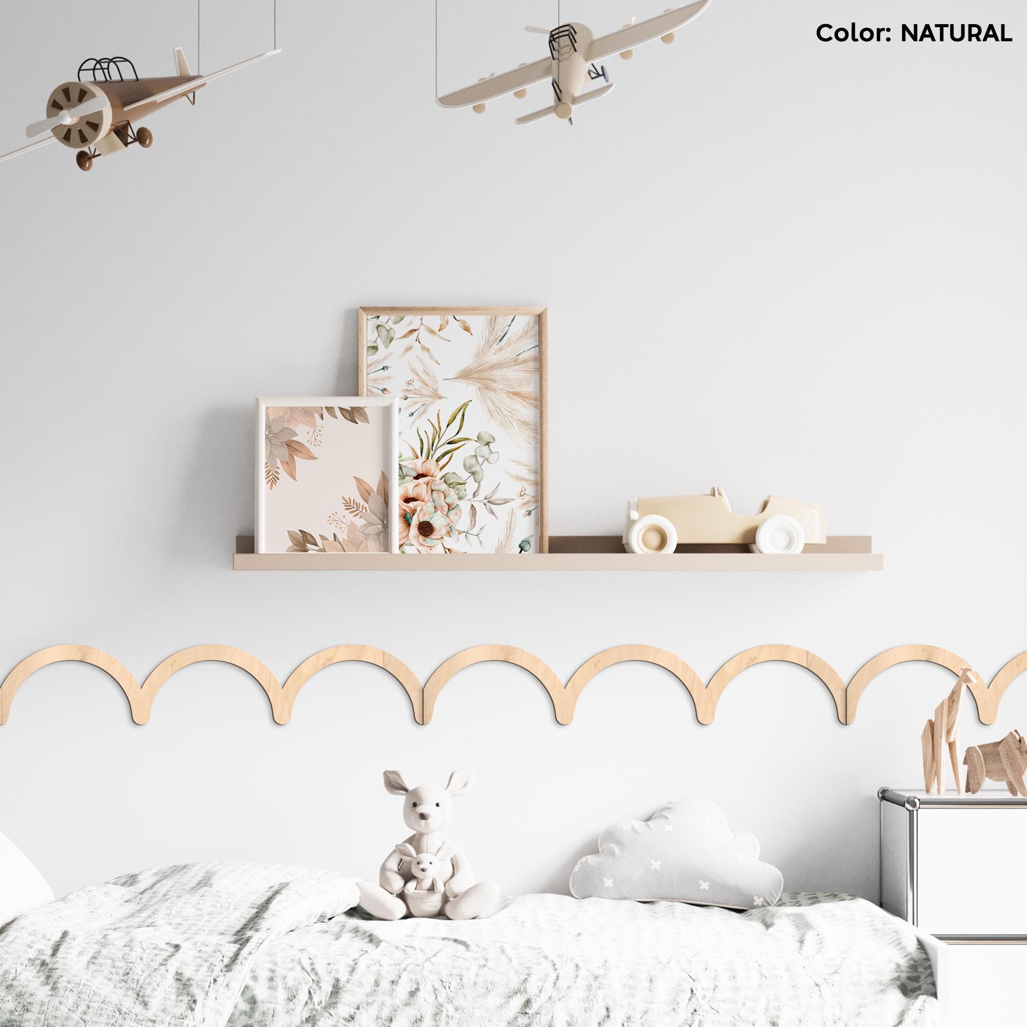 Scalloped wall moulding wood, Chair rail molding wood scallop design, Wooden wall cornice, Decorative wooden stripe trim, Above couch decor