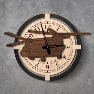 Helicopter clock, Aviation wall clock, Wooden wall clock, Pilot clock, Man cave clock, Wall clock unique, Helicopter decor, Aviation decor