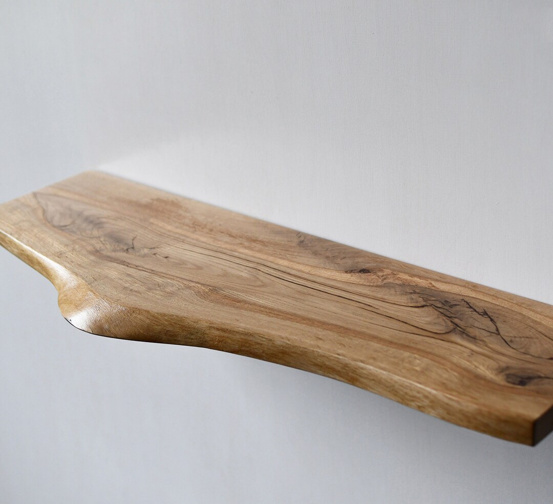 Rustic Live Edge Floating Shelf,solid Wood Floating Shelf,natural Edge