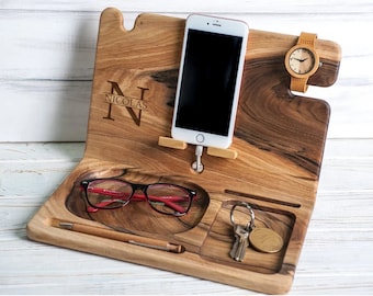 thing organizer, personalized valet , wood kye holder , men dock station , fathers gift , fathers day gift , Phone holder , wood stand