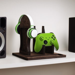 Game controller holder, Headset holder for video games,Headset stand,Game controller stand,Gaming stand wooden custom,Gaming docking station