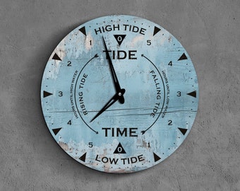 Tide wall clock, Ocean tides clock, Wave clock, Beach clock, Low tide clock, Coastal clock wall,Nautical clock,Rustic wall clock,Retro clock