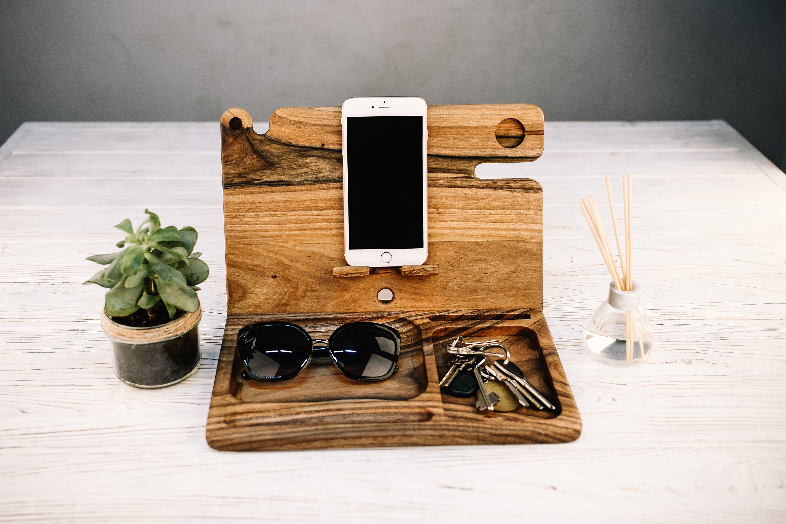 Nightstand Valetdocking Stationpersonalized Nightstand Etsy