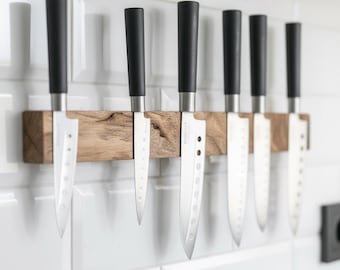 Soporte magnético de madera para cuchillos, barra de pared para cuchillos, estante de madera para cuchillos, barra magnética para cuchillos, organizador de cuchillos de cocina, estante para guardar cuchillos