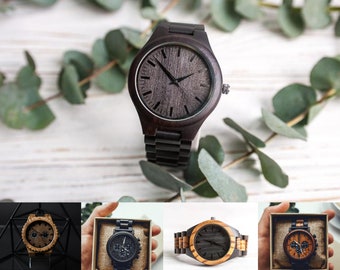 Mens wrist watch,Personalized watch,Wood watch,Black watch,Mens wood watch,Engraved watch,Ussr watch,Wood watch for men,2nd anniversary gift