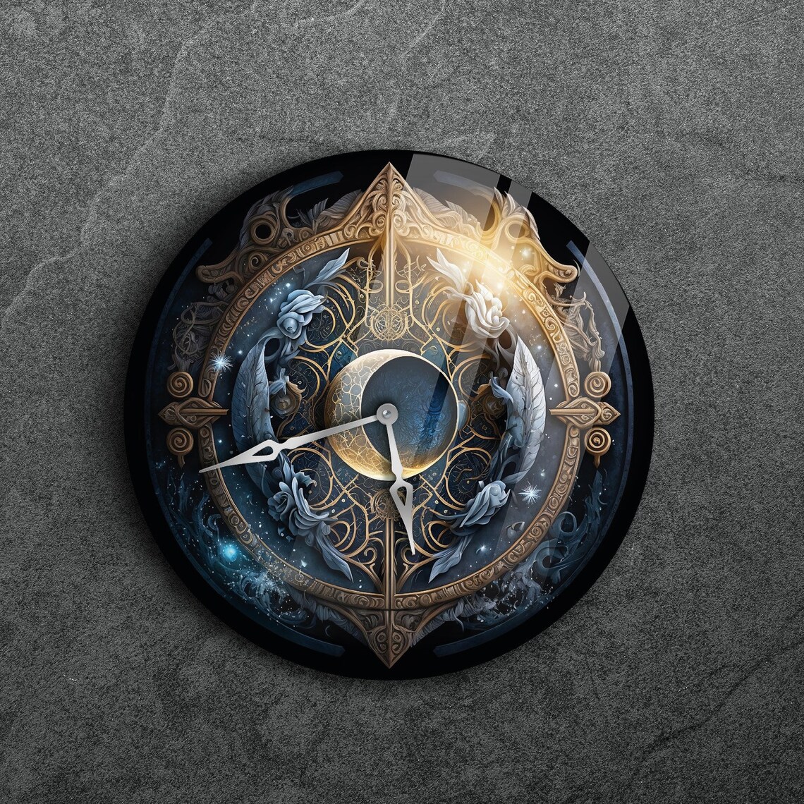 Sun and Moon Clock, Moon Wall Clock, Celestial Wall Clock, Lunar Clock ...