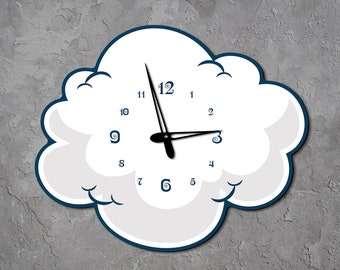 Cloud wall clock, Weather clock, Nursery clock, Cute clock, Kids clock, Children clock, Nature clock, Unique wall clock, New born gift