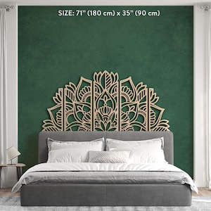 Arte murale in legno mandala, pannello in legno intagliato, arazzo mandala, pannello testiera letto king size, decorazione sopra il letto boho, decorazione mandala di loto