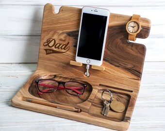 Dad gift from daughter, Charging Station, Nightstand valet, The Best Dad, Docking station men, Glasses stand, Christmas gifts, Gifts for men