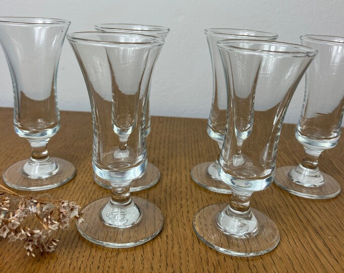 Vintage Sherry Glasses Schooner Shape Small Liqueur Glasses 35ml Set of 6 Etsy