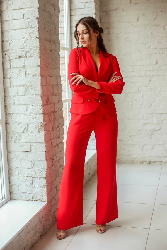 Women Red Suit / Formal Suit / Sexy and Elegant Suit / Flare | Etsy