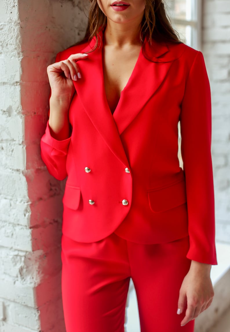 Women Red Suit / Formal Suit / Sexy and Elegant Suit / Flare | Etsy