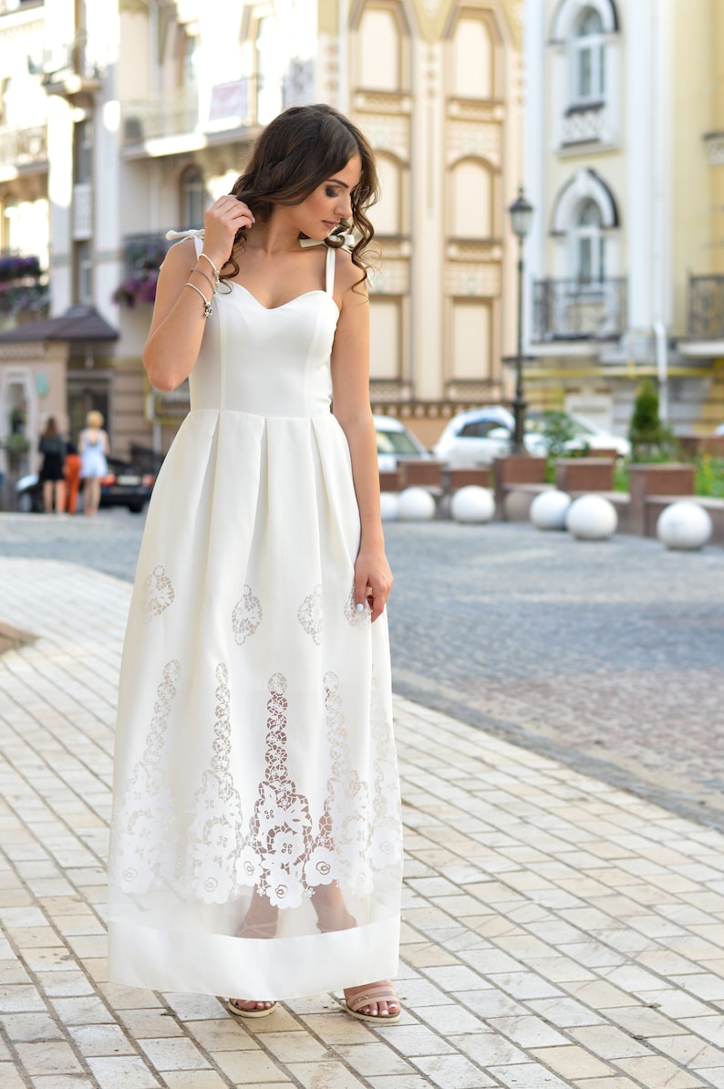 Transparent White Prom Dress