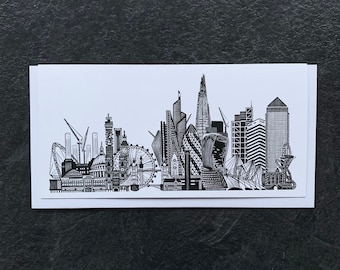 Tarjeta de felicitación de los monumentos de Londres, tarjeta de Londres, paisaje de Londres, regalo de Londres, tarjeta de felicitación ilustrada, tarjeta de regalo, tarjeta en blanco