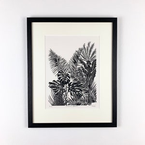 Botanical Gardens Original Linocut Print, Black and White Print, Linocut, Plant Print, New Home Gift, Wall Art image 1