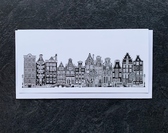 Amsterdam Greetings Card, Amsterdam  Print, House Card, Holland Gift Card, Illustrated Greetings Card, Gift Card, Blank Card