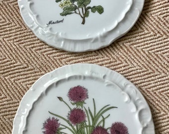 Vintage Andrea by Sadek, herbs mustard and chives. Hanging plates.