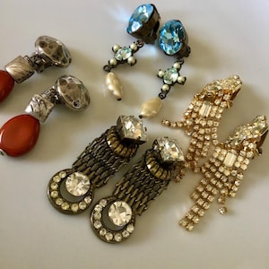 Clip-on earrings in different styles. Vintage