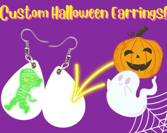 Custom Halloween Earrings, Your Image Here: Spooky Earrings, Scary, Any Photo Earrings, Sublimated, Best Gift For Her/Him/Them