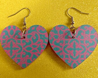 Optical Illusion Earrings: Laser Cut Acrylic Earrings, Art, Pink & Blue Earrings, Symmetrical Pattern, Unique,  Best Gifts for Her/Him/Them
