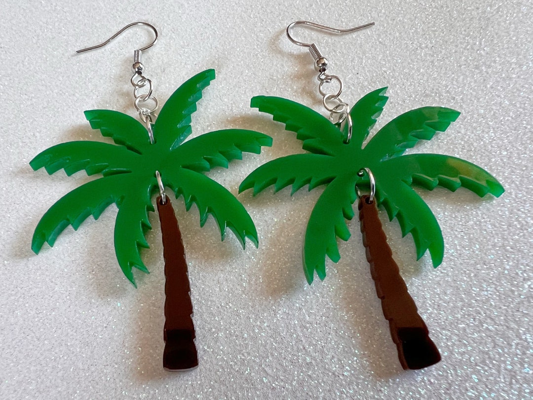 Novelty Palm Tree Earrings Laser Cut Acrylic Palm Trees Etsy