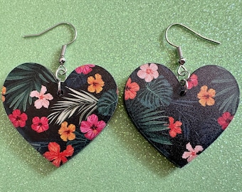 Hibiscus Earrings: Laser Cut Acrylic Flowers, Floral, Flowers, Hawaii, Hawaiian, Tropical, Summer Vibes, Best Gifts for Her/Him/Them