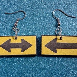 Arrow Sign Earrings: Laser Cut Acrylic Signs, Black and Arrow Signs, Arrows, Driving, Road Sign, Directions, Best Gifts for Her/Him/Them