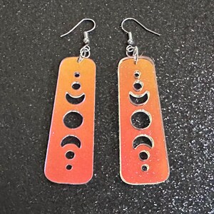 Iridescent Moon Phase Earrings: Laser Cut Acrylic Moons, Night Sky, Astrology, Astronomy, Magic, Spiritual, Best Gifts for Her/Him/Them