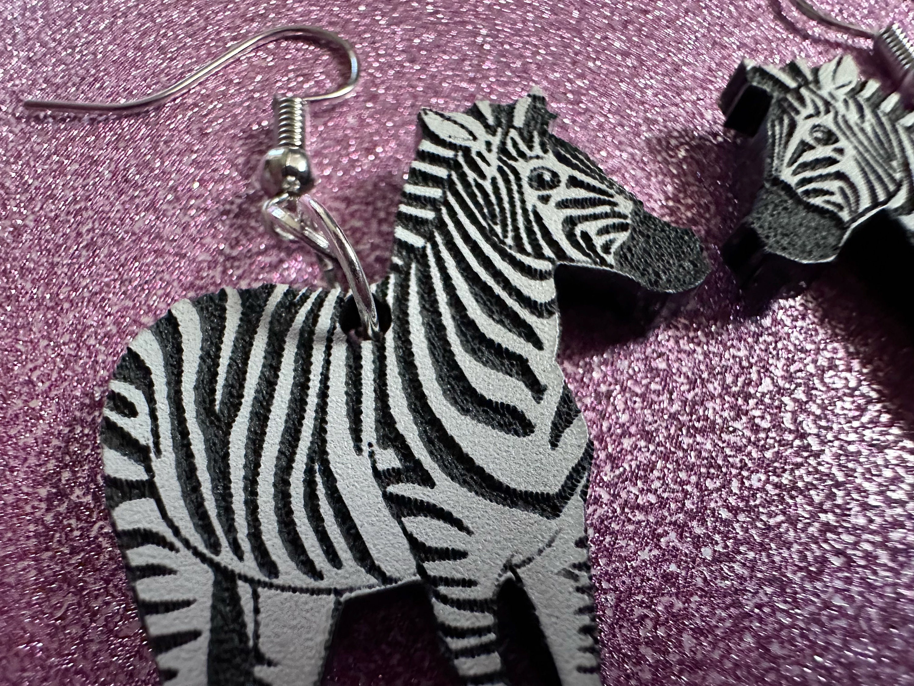 Zebra Earrings: Laser Cut Acrylic Zebras, Safari, Zebras, African ...