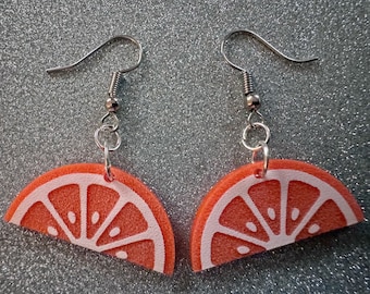 Orange Earrings: Laser Cut Acrylic Oranges, Fruit, Citrus, Oranges, Food Earrings, Sliced Oranges, Best Gifts for Her/Him/Them