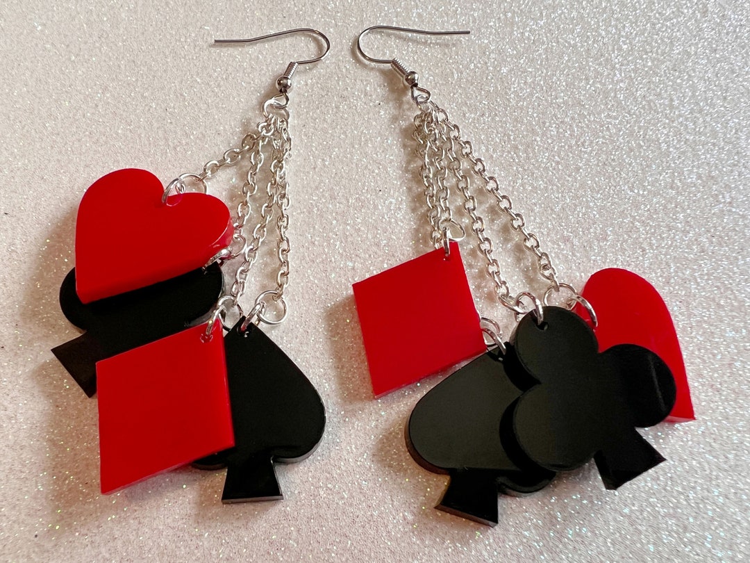 thumbnail image 2 of Playing Card Earrings King Queen Jack Heart Spades Heart 2 of 11
