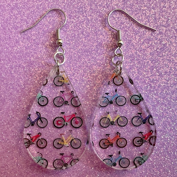 Bicycle Earrings: Laser Cut Acrylic Bicycles, Cycling, Bike Ride, Travel, Biking, Eco Friendly, Sports, Hobby, Best Gifts for Her/Him/Them