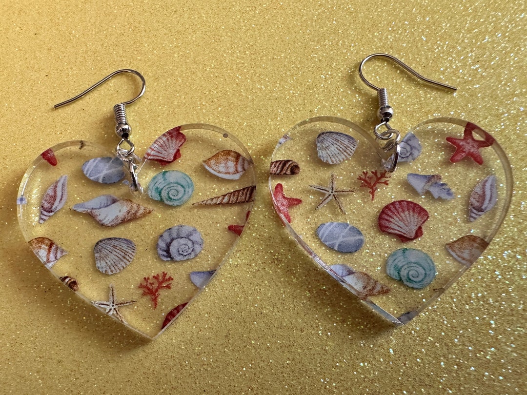 Shell Earrings: Laser Cut Acrylic Shells, Ocean, Beach, Oyster, Shells ...