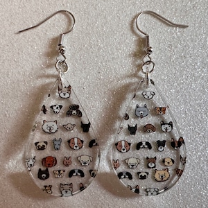Cute Dog Face Earrings: Laser Cut Acrylic Dogs, Canine, Labs, Pit Bull, Chihuahua, German Shepherd, Doggy Tails, Best Gifts for Her/Him/Them