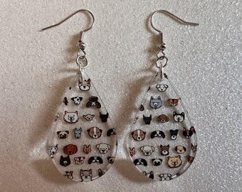 Cute Dog Face Earrings: Laser Cut Acrylic Dogs, Canine, Labs, Pit Bull, Chihuahua, German Shepherd, Doggy Tails, Best Gifts for Her/Him/Them