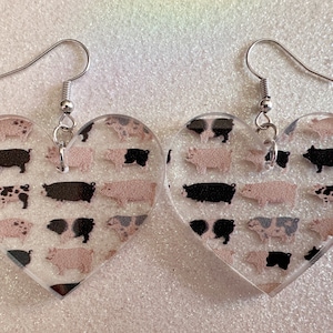 Pig Earrings: Laser Cut Acrylic Pigs, Piglet, Piggy, Oink, Farm Animals, Piggies, Pink, Spotted Pigs, Black Pigs, Gifts for Her/Him/Them