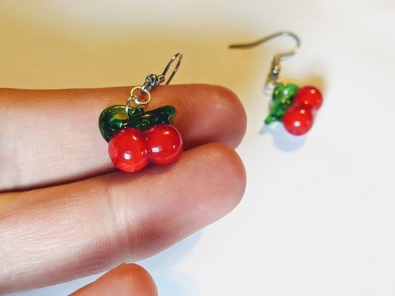 Cherry Earrings glass Cherries Fruit Summer Vibes Food Etsy