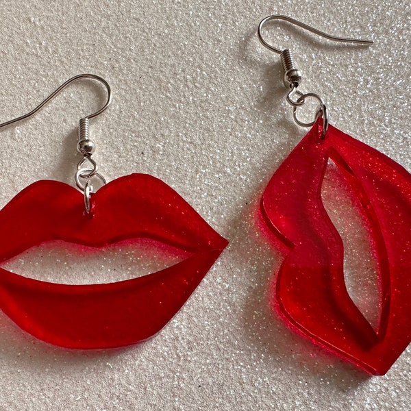 Lip Earrings Etsy