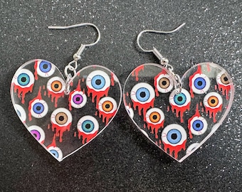 Blutige Augapfel Ohrringe: Laser geschnittene Acrylaugen, blutende Augäpfel, Horror, Gruselig, Anatomie, Halloween, Knebelgeschenk, Beste Geschenke für Sie/Ihn