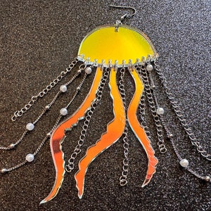 Iridescent Jellyfish Earrings: Laser Cut Acrylic Jellies, Ocean Animals, Fish, Sea Creatures, Aquatic, Gifts for Her/Him/Them