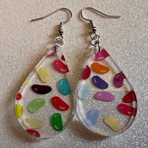 Jelly Bean Earrings: Laser Cut Acrylic Jelly Beans in Jars, Candy, Sweet, Dessert, Novelty Earrings, Rainbow, Best Gifts for Her/Him/Them