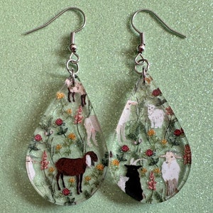 Boucles d'oreilles chèvre : chèvres acryliques découpées au laser, chevreaux, enfants, ferme, animaux, chèvre blanche, chèvre brune, chèvre noire, meilleurs cadeaux pour elle/lui/eux