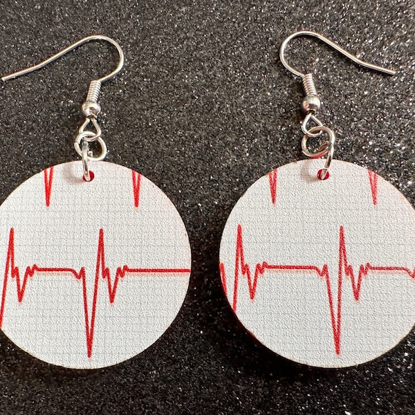 Heart Rate Chart Earrings: Laser Cut Acrylic Earrings, Medical Heart Health, Heart Zone, Nurse, Doctor, Syringe, Best Gifts for Her/Him/Them